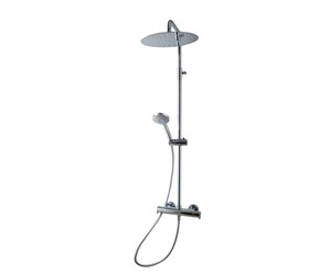 Columna ducha termostática Aroha lux cuerpo frío rociador 300 mm inox,flexo pvc y maneral pysa 5 funciones cromo.