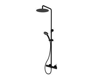 Columna ducha mezcladora Theo rociador 300 mm latón y flexo pvc negro