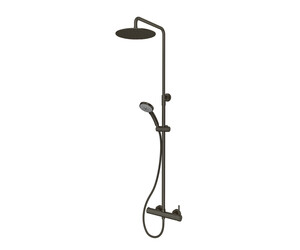 Columna ducha mezcladora Theo rociador 300 mm latón y flexo pvc cromo negro cepillado