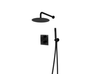 Conjunto ducha termostático empotrable 2 vías Atlantis redondo negro