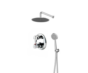 Conjunto ducha termostático empotrable Atlantis 2 entradas 2 salidas redondo cromo