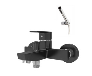 Grifo baño-ducha Aroha negro con accesorios de ducha