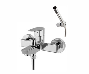 Grifo baño-ducha Aroha cromo maneta corta con accesorios de ducha
