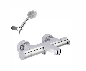 Grifo baño-ducha termostático Aroha blanco cuerpo frío con accesorios de ducha