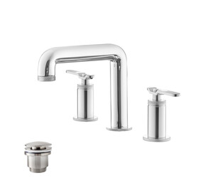 Batería Lavabo bimando Strem pulsador lever con desagüe semiautomático