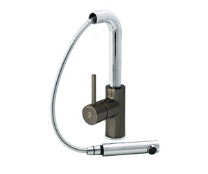 Grifo cocina Theo extraíble cromo negro cepillado 1F