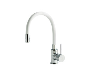 Grifo cocina caño flexible Theo blanco