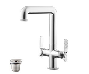 Grifo lavabo alto bimando Strem pulsador lever con desagüe semiautomático