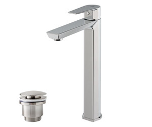 Grifo lavabo alto Aroha cromo con desagüe semiautomático