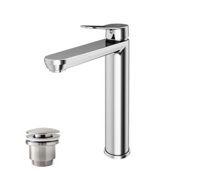 Grifo lavabo alto Dalma cromo con desagüe semiautomático