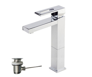 Grifo lavabo alto Nitro con desagüe automático cromo