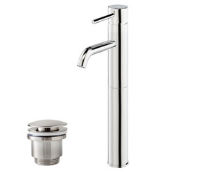 Grifo lavabo alto Theo cromo con desagüe semiautomático