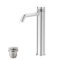 Grifo lavabo alto Zoom cromo con desagüe semiautomático