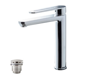 Grifo lavabo alto Nine maneta abierta cromo con desagüe semiautomático