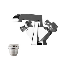 Grifo lavabo bimando Belmondo con desagüe semiautomático cromo