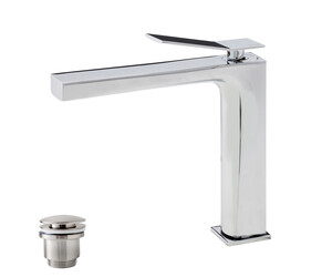 Grifo lavabo medio Wave con desagüe semiautomático