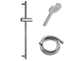 Kit ducha Tekno con accesorios Aroha cromo flexo pvc